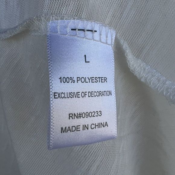 L.A. HEARTS Women's Blouse Ivory Boho Large Crinkle-Rayon 3/4 Sleeve Square Neck - Picture 14 of 14